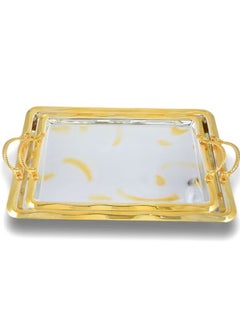 Homemaker 2-Piece Rectangular Luxury Serving Tray – Large (48x31cm) & Medium (41x27cm) – Steel – Silver & Gold – Premium Quality – Elegant Look & Finish – Suitable for Serving Food & Beverages – Hand Washable 
