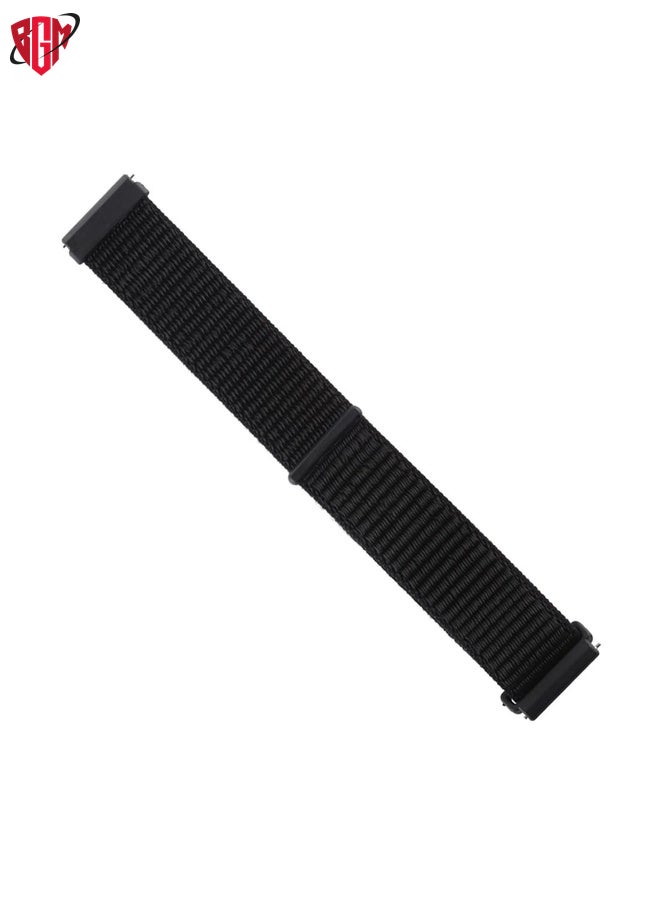 BGM Watch Band Strap For Fitbit Versa / Versa 2 Nylon Watch Band with Hook and Loop Fastener(Black)  - Image 3