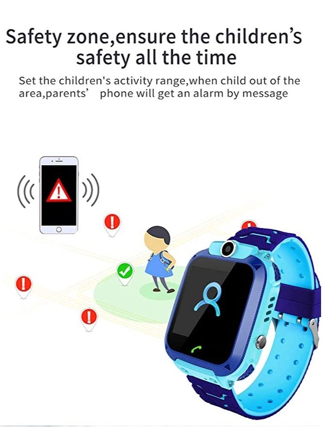 ELTRAZONE - Waterproof Touching Screen Intelligent Smart Watch With SOS Call Voice Chat Alarm Clock Compatible For Android and iOS Phone Blue - Image 1