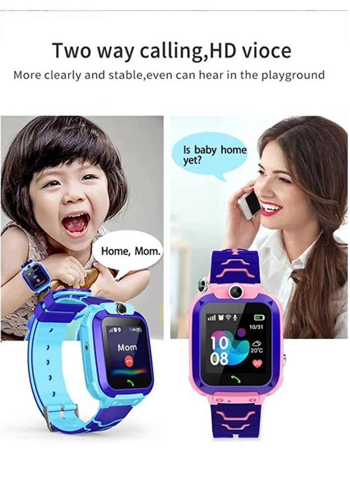 ELTRAZONE - Waterproof Touching Screen Intelligent Smart Watch With SOS Call Voice Chat Alarm Clock Compatible For Android and iOS Phone Blue - Image 1