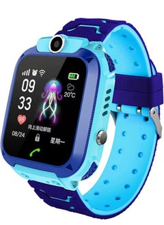 Waterproof Touching Screen Intelligent Smart Watch With SOS Call Voice Chat Alarm Clock Compatible For Android and iOS Phone Blue
