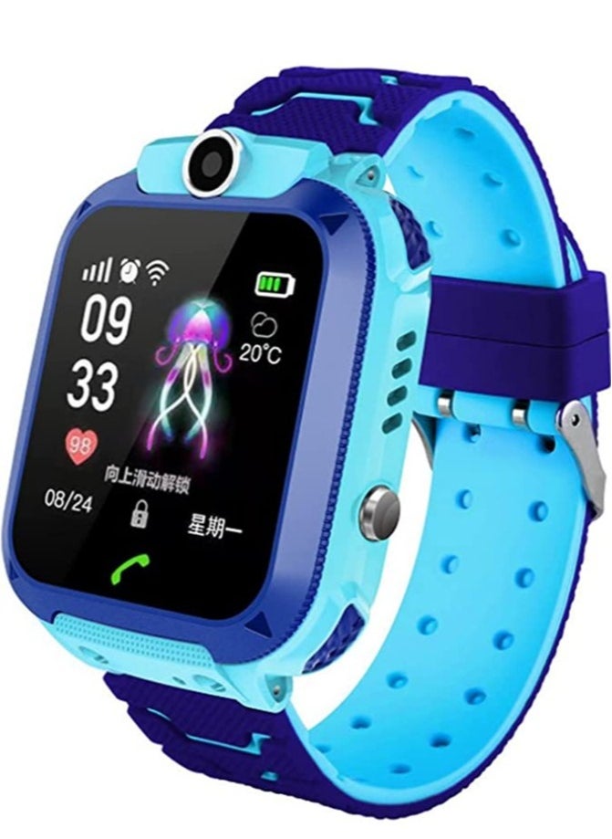 ELTRAZONE - Waterproof Touching Screen Intelligent Smart Watch With SOS Call Voice Chat Alarm Clock Compatible For Android and iOS Phone Blue - Image 1