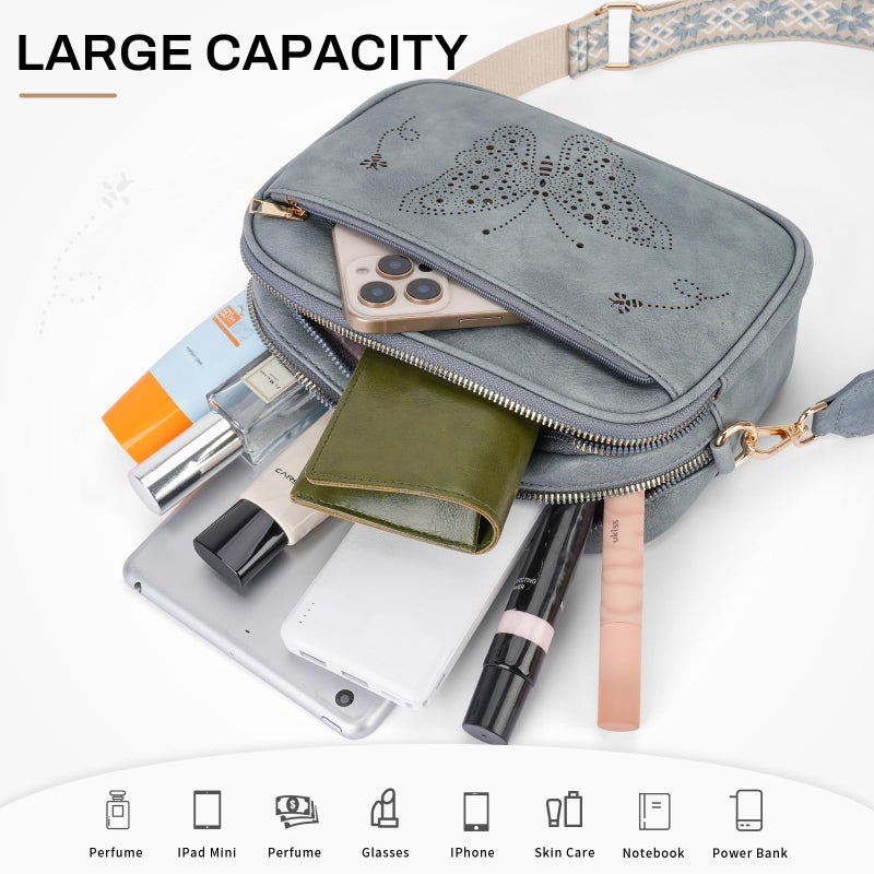KITEVIUN Crossbody Purse for Women Vegan Leather Small Crossbody Bags with Adjustable Strap Multiple Pockets Shoulder Handbags - Image 3