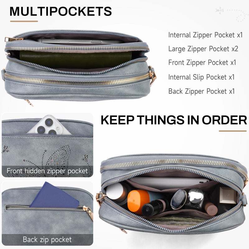 KITEVIUN Crossbody Purse for Women Vegan Leather Small Crossbody Bags with Adjustable Strap Multiple Pockets Shoulder Handbags - Image 4