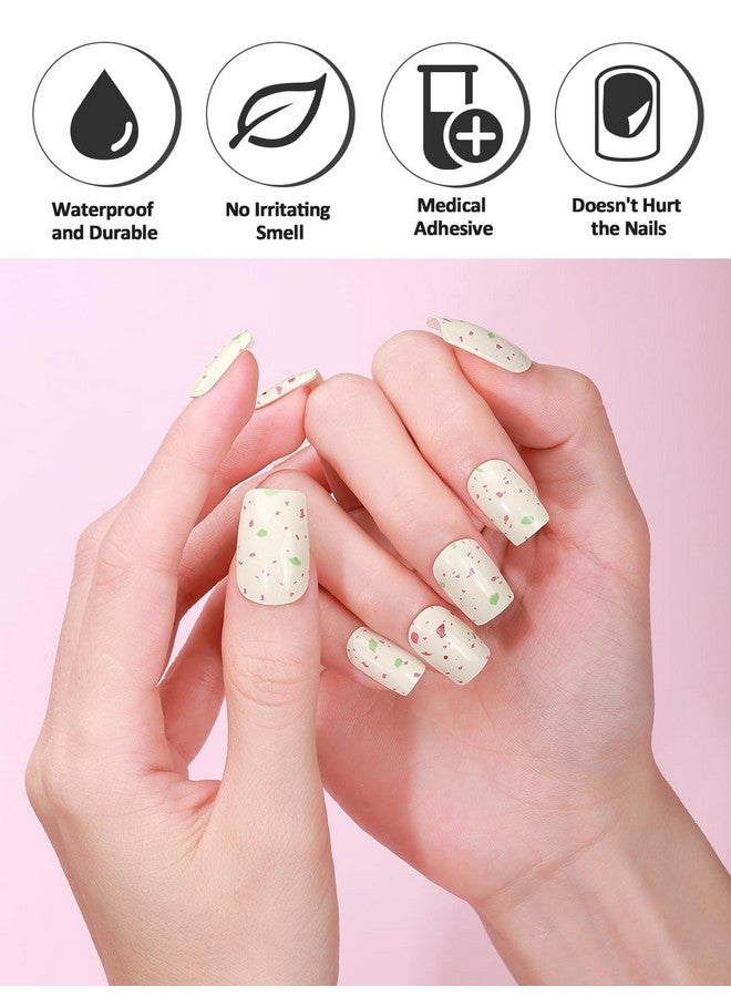 TOROKOM Emi Cured Gel Nail Strips Torokom Beige Yellow Gel Nail Stickers Long Lasting Full Nail Wraps Strips, Includes Cuticle Stick, Nail File For Diy Manicure Decorations Uv/Led Lamp Required - Image 3