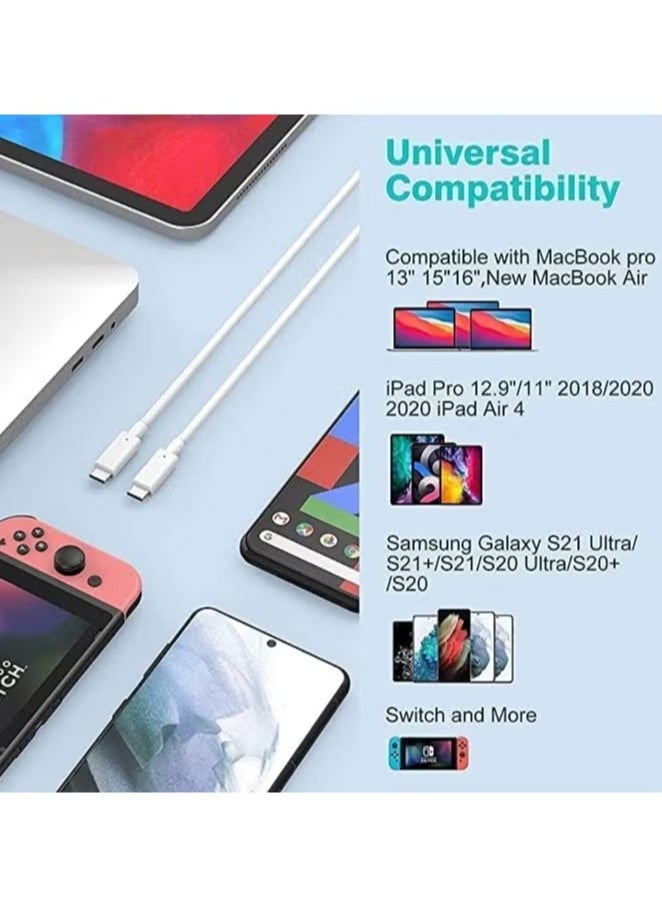 TIGER - USB C Cable 60W | USB-C to USB-C Charger Cable for iPhone 15, MacBook Pro 2020, iPad Pro 2020, Nintendo Switch, Samsung Galaxy S20 Plus, S9 Plus, Pixel, Laptops, and More - Image 1