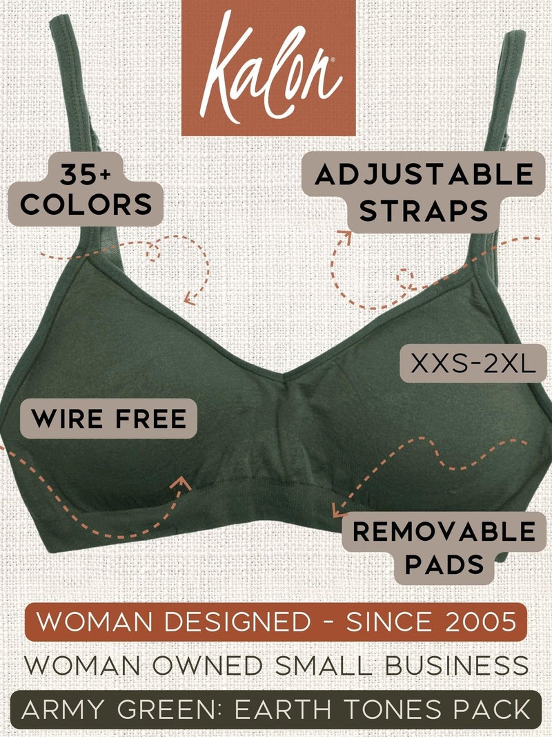 Kalon Womenâ€™s 4 Pack Demi Padded Bralette Wireless Comfortable Bra (XX-Large, Earth) - Image 4