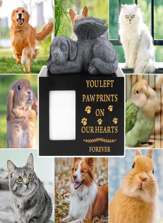 MROUEN Pet Urns for Dog with Dog Angel, Wooden Pet Memorial Urns with Photo Frame, Pet Cremation Urns Keepsake Memory Box with Black Flannel as Lining, Loss Pet Memorial Remembrance Gift - Image 3