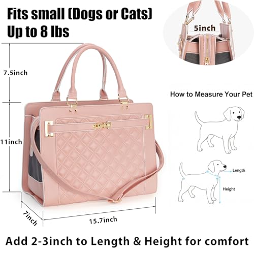 Minsong Fashion Pet Carrier Dog Cat Carrier Purse Soft-Sided Leather Handbag Pet Tote Bag for Small Dogs Puppy and Cats TSA Airline Approved - Image 2