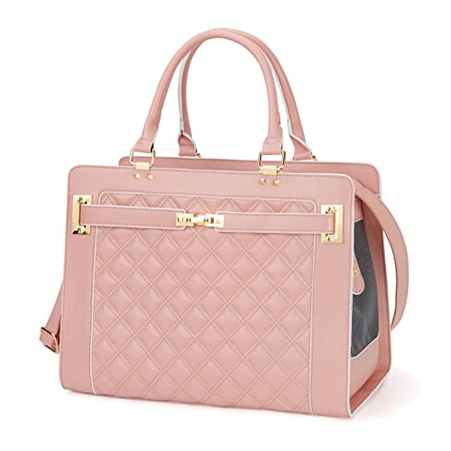 Minsong Fashion Pet Carrier Dog Cat Carrier Purse Soft-Sided Leather Handbag Pet Tote Bag for Small Dogs Puppy and Cats TSA Airline Approved - Image 1