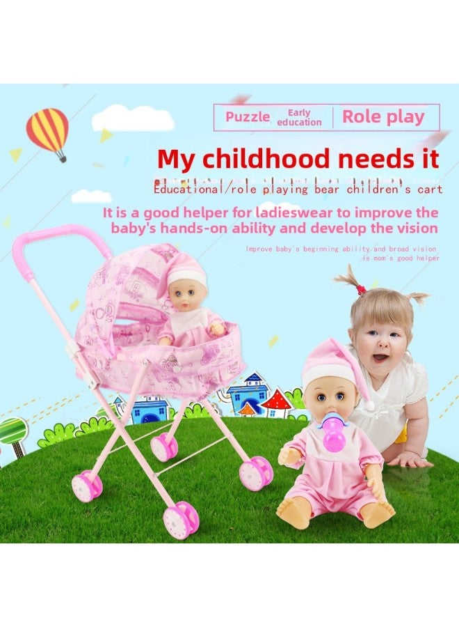 Children's Toys Girls Play House Stroller With Dolls Baby Kindergarten Children's Clothing Amusement Park Batch-Color:Rainbow With Peng Iron Cart +335 Color Dress Princess - Image 2
