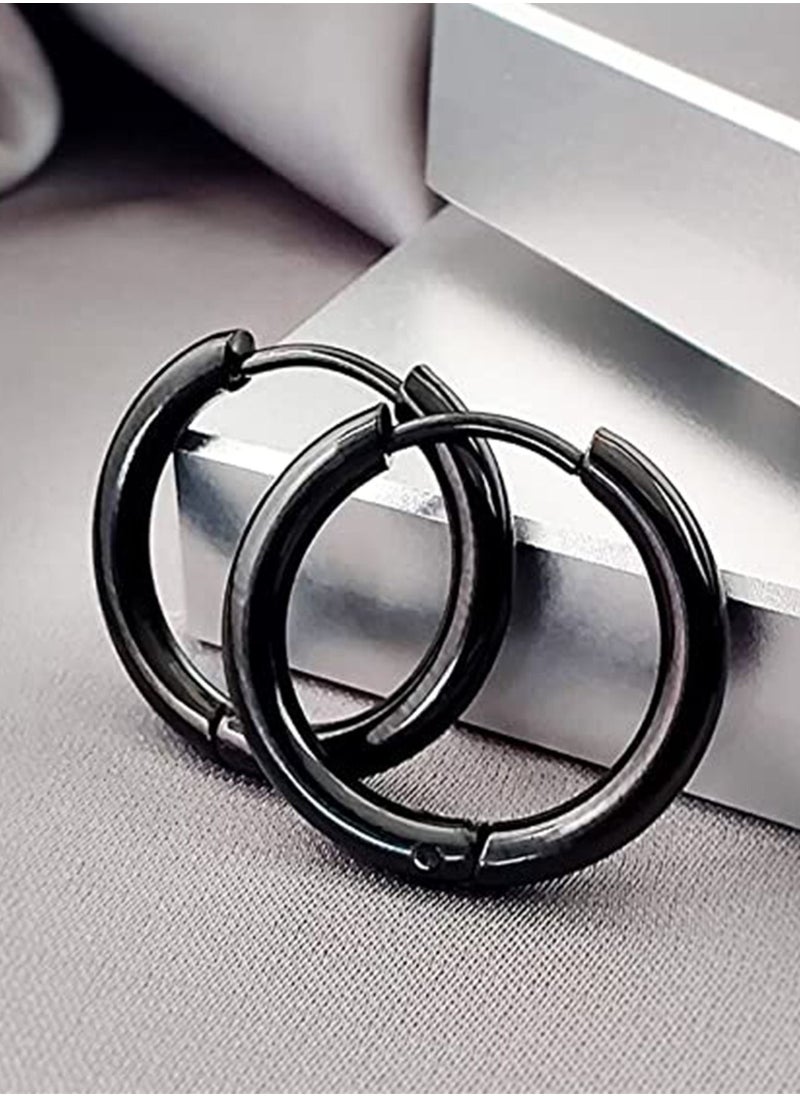 Generic - 9 Pairs Men Earrings Studs Set Stainless Steel Small Hoop Earrings Set Fashion Huggie Earrings Piercing Jewelry - Image 1