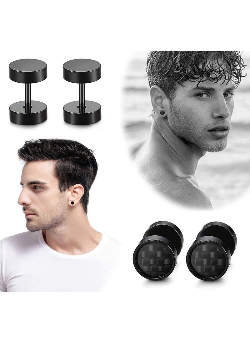 Generic - 9 Pairs Men Earrings Studs Set Stainless Steel Small Hoop Earrings Set Fashion Huggie Earrings Piercing Jewelry - Image 1