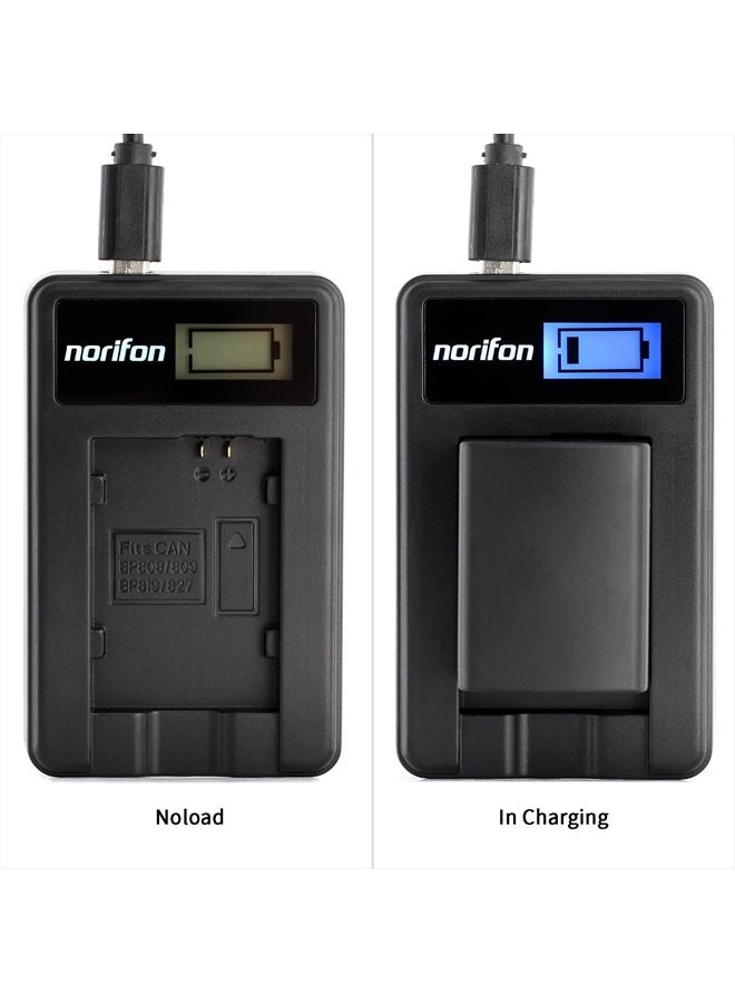 Norifon شاحن USB LCD BP-808 لكاميرات كانون FS100 و FS200 و FS300 و LEGRIA HF G10 و LEGRIA HF G25 والمزيد، أسود، BP-808-L - Image 4