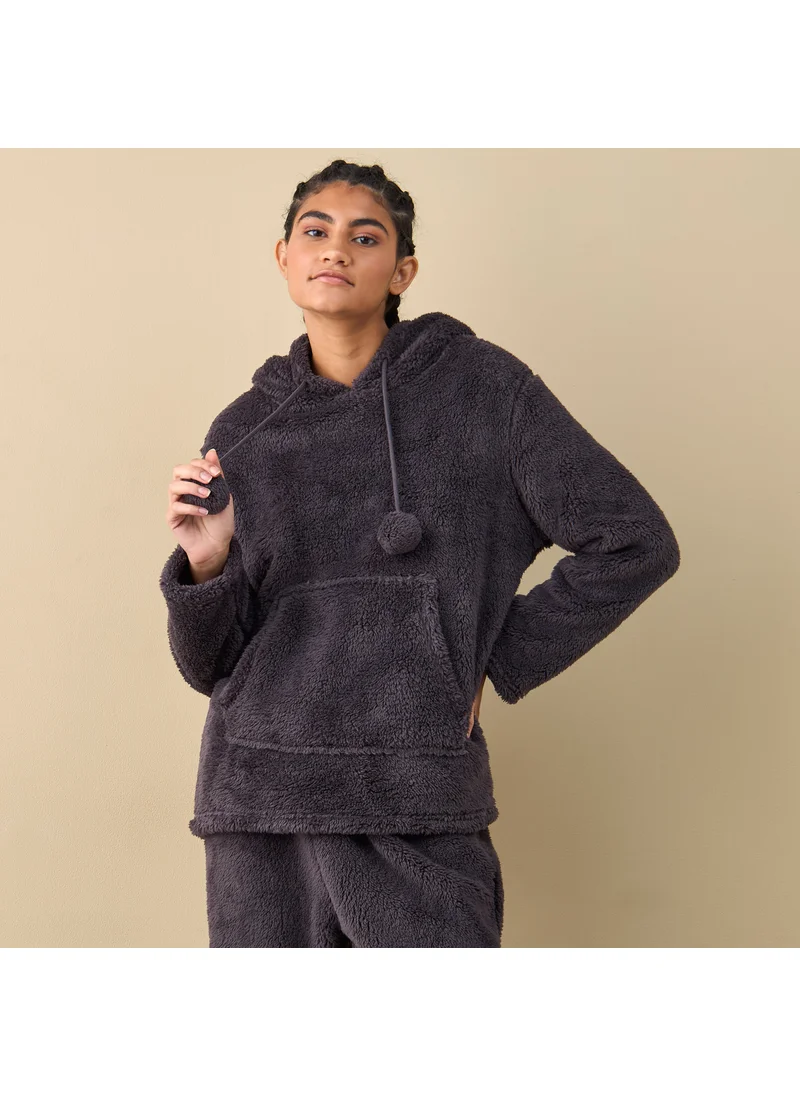 FAV Textured Long Sleeves Hoodie and Pyjama Set