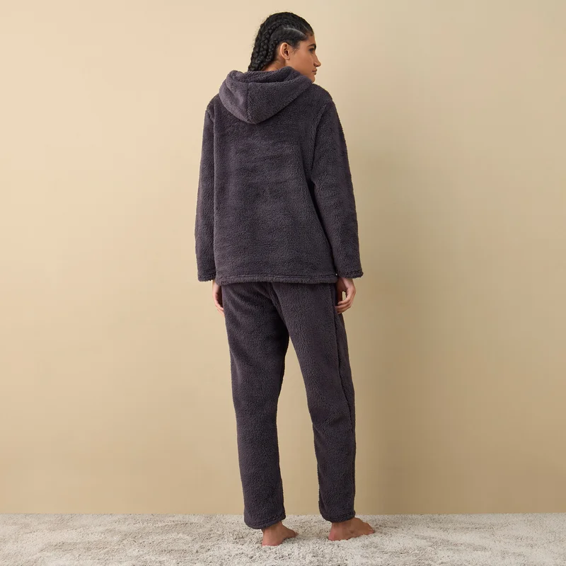 Splash FAV Textured Long Sleeves Hoodie and Pyjama Set