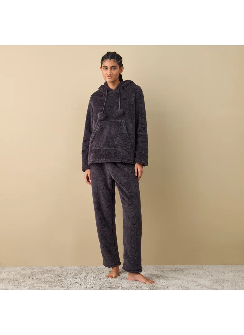 FAV Textured Long Sleeves Hoodie and Pyjama Set