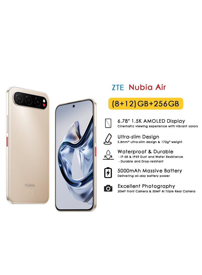 ZTE Mobile Nubia Air Ultra-Slim Dual SIM titanium desert   8GB+12GB RAM 256GB 5G - Middle East Version & Riversong Rhythm L EA33 Wireless & Wired Headphones – Bluetooth 5.0, 3.5mm Audio Cable, 500mAh Battery, Up to 10 Hours Playtime, High Quality Sound – Black Bundle - Image 2