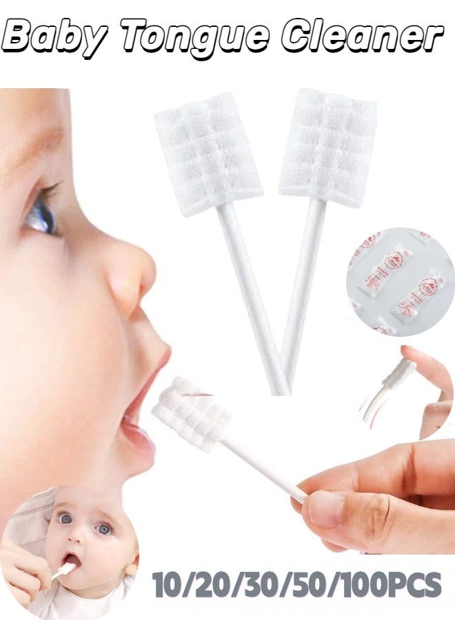 10/20/30/50/100PCS Baby Oral Tongue Cleaning Toothbrush, Disposable Baby Oral Cleaner, Newborn Oral Cleaning Stick, Soft Gauze Toothbrush, Suitable for babies and children 0-3 years old - Image 1