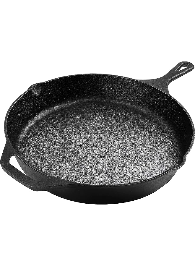 Premify Cast Iron Skillet Pre-Seasoned Skillet/Frying Pan, Black 12 Inch Round Cast Iron Frying Pan - Safe Grill Cookware for indoor & Outdoor Use - Image 1