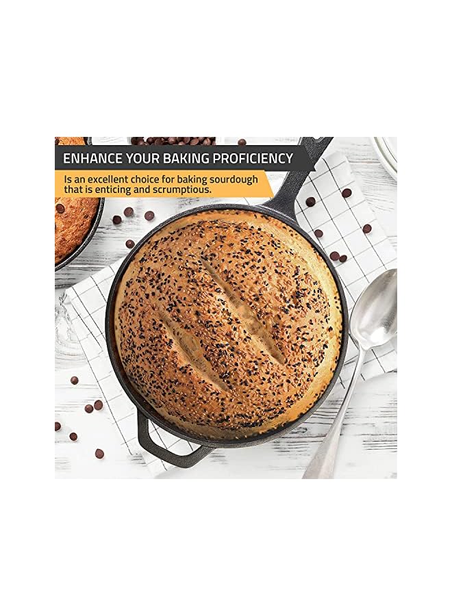 Premify Cast Iron Skillet Pre-Seasoned Skillet/Frying Pan, Black 12 Inch Round Cast Iron Frying Pan - Safe Grill Cookware for indoor & Outdoor Use - Image 5