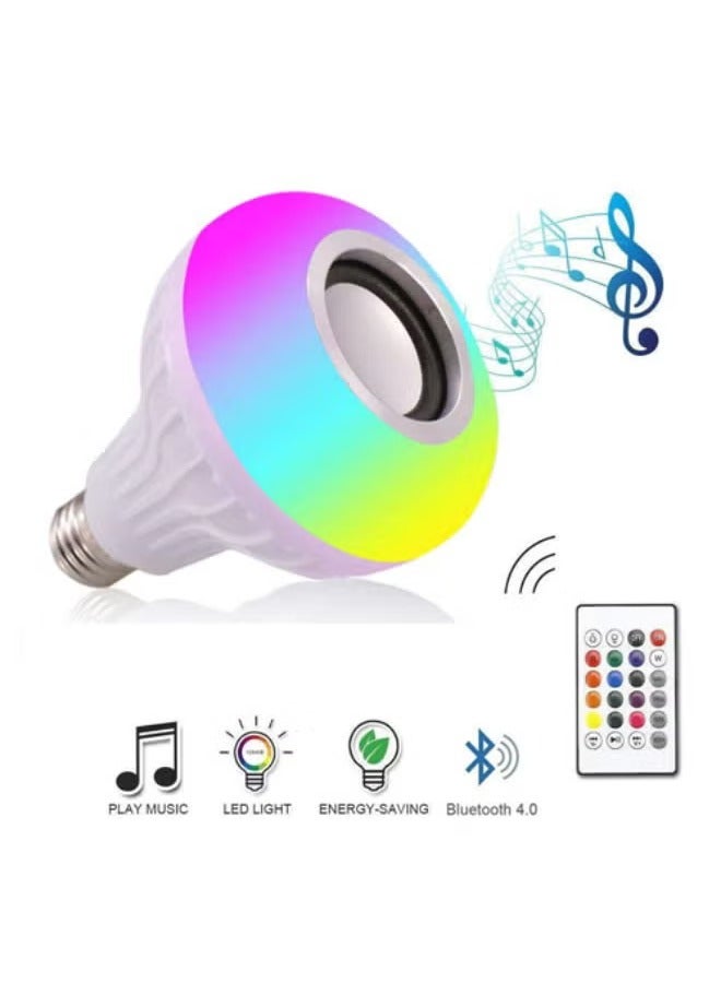 شوبي LED Light Bulb Bluetooth Music Play Speaker, 12W E27 RGB Changing Lamp Smart Wireless Stereo Audio with Remote Control (Multicolor, 12W)