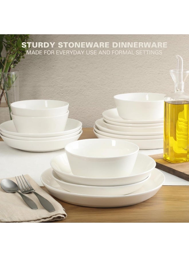 Gibson Home Gibson Home Summer Shades 16 Piece Plates and Bowls Dishes Service for 4 Porcelain Dinnerware Set White - Image 4