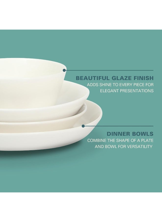 Gibson Home Gibson Home Summer Shades 16 Piece Plates and Bowls Dishes Service for 4 Porcelain Dinnerware Set White - Image 3