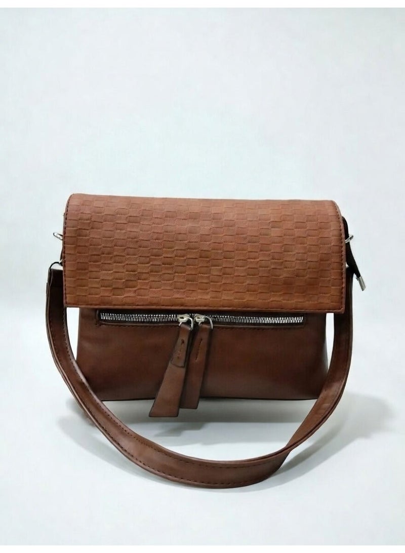Elegant Woven Shoulder Bag for Women – Classic Style with Modern Comfort - Brown - Image 1