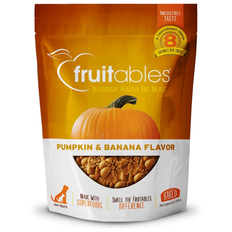 Fruitables Baked Dog Treats, Healthy Pumpkin Treat for Dogs, Low Calorie & Delicious, No Wheat, Corn or Soy, Made in the USA, Pumpkin and Banana Flavor, 12oz - Image 1