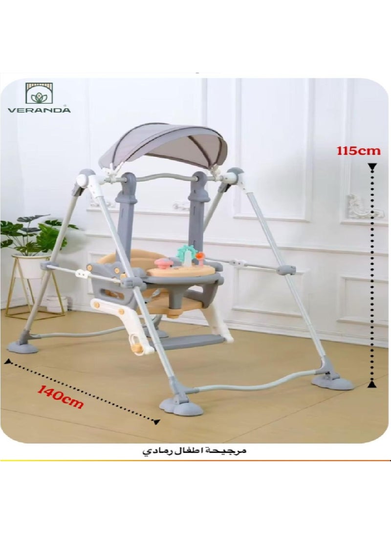 مجموعة أرجوحة للأطفال مع ألعاب موسيقية، كرسي أرجوحة قابل للطي بتصميم بقرة، مظلة قابلة للتعديل، إطار معدني، أرجوحة داخلية وخارجية للأطفال الصغار من الأولاد والبنات، مقعد آمن ومبطن