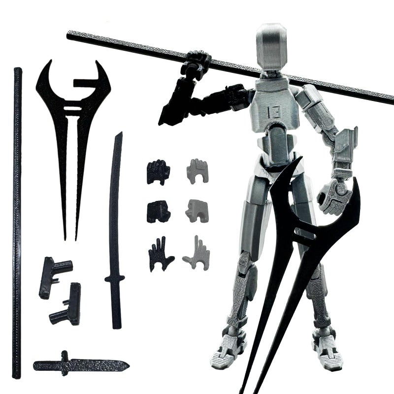 QAONIE 3D Printed 554inch MultiJointed Action Figures Dummy13 Full Body Mechanical Movable Toy Multiple Accessories Hand Painted Figure Desk Decoration Creative Gifts ZBlack Hand - Image 3