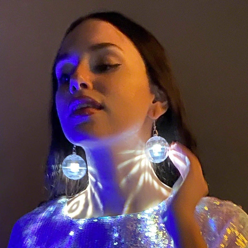 FlashingBlinkyLights LED Light Projecting Disco Ball Light Up Earrings for Women - Image 5