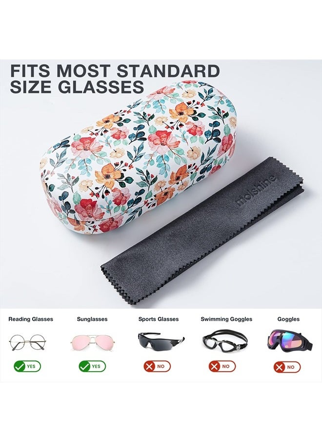 molshine Hard Shell Leather Sunglasses Case,Classic Large Glasses Case for Women Men,Sunglass Eyeglasses (White Flower)  - Image 3