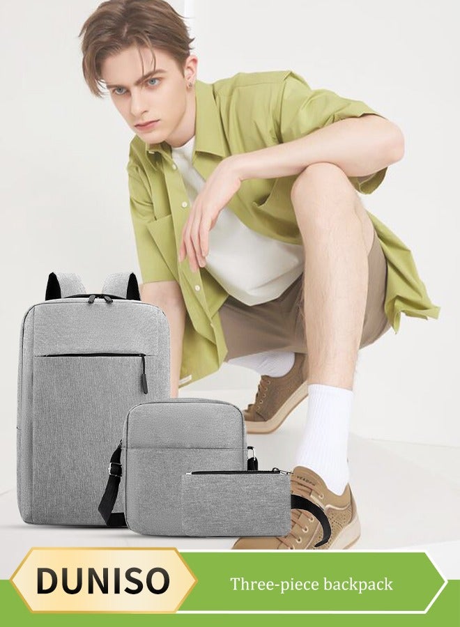 DUNISO Computer backpack new business backpack large capacity student travel backpack multifunctional three piece set backpack, used for school, business, and travel - Image 1