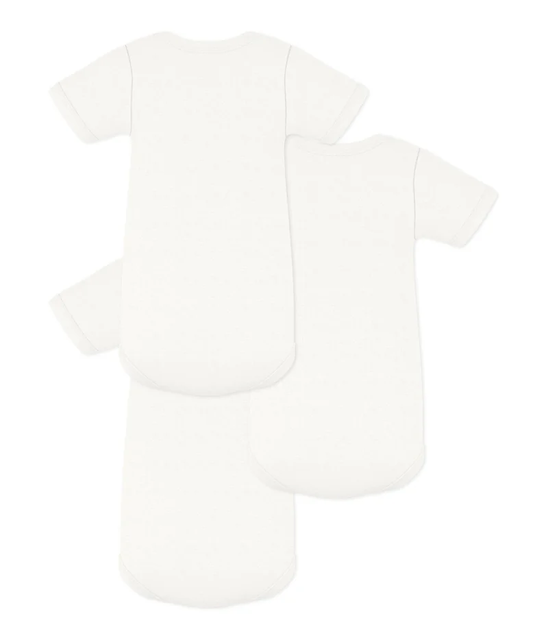 Petit Bateau Pack Of Short-Sleeved Plain Cotton Bodies For Babies