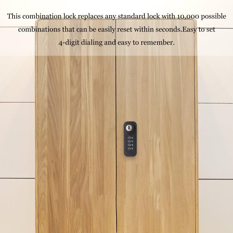 Mechanical Combination Lock 4 Digit Keyed Door Latch for Steel Cabinets Vertical Installation - Image 4