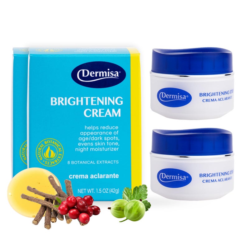 Dermisa Brightening Cream with 4 Natural Botanical Extracts | Helps to Brighten and Hydrate Skin | Contains Kojic Acid, Licorice Extract, Arbutin and Indian Gooseberry (AMLA) | 1.5 OZ | Pack of 2 - Image 1