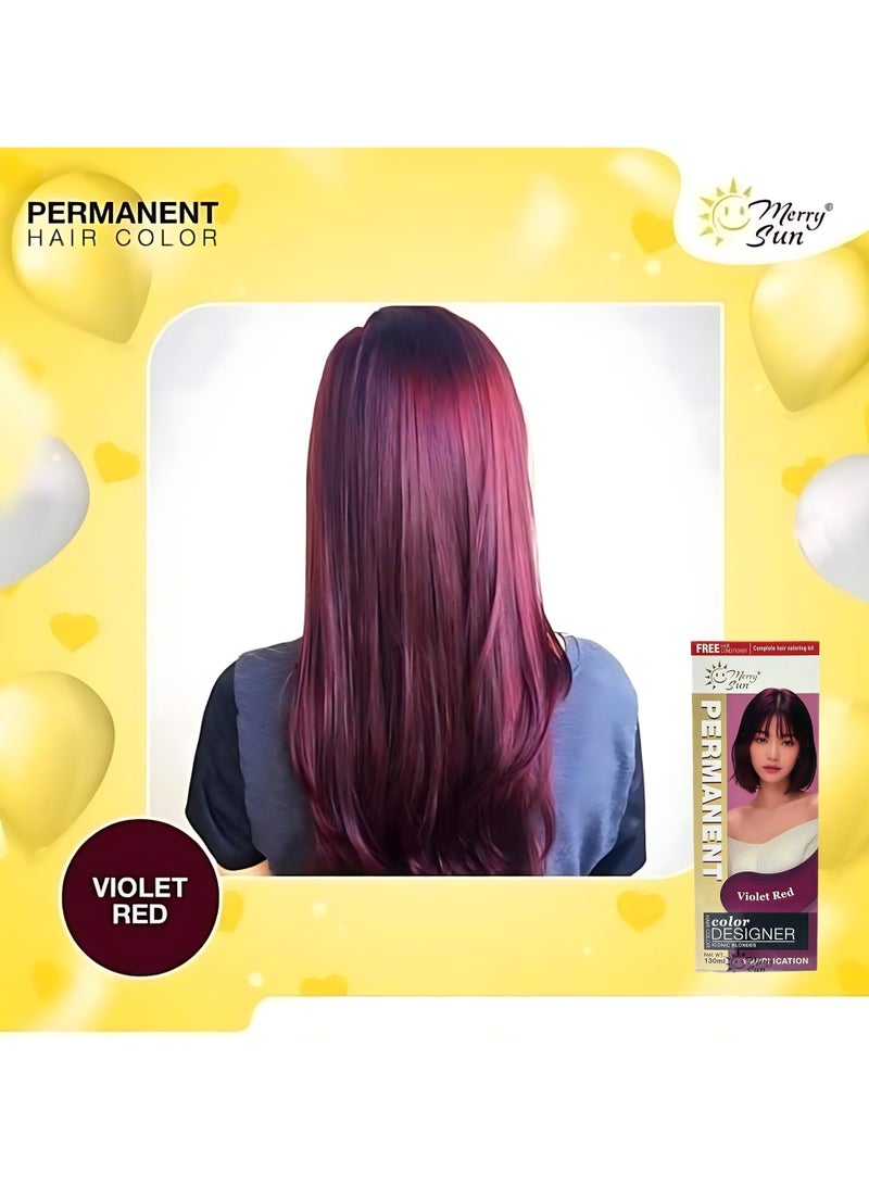 ميلاد سعيد صبغة شعر دائمة من ميري صن - أحمر بنفسجي (مجموعة تلوين شعر كاملة، ١٣٠ مل) - Image 2