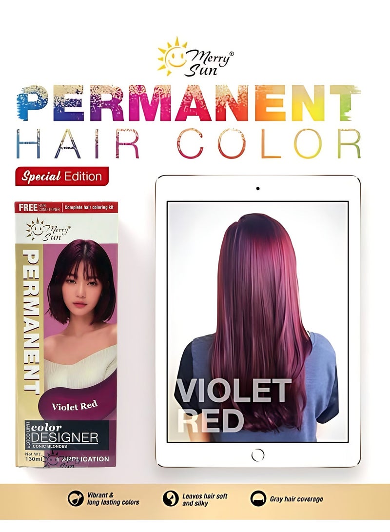 ميلاد سعيد صبغة شعر دائمة من ميري صن - أحمر بنفسجي (مجموعة تلوين شعر كاملة، ١٣٠ مل) - Image 3