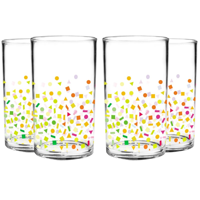 Youngever 4 Pack 9 Ounce Plastic Tumblers Plastic Glasses Cafe BreakResistant Drinking Glasses Shatterproof Beverage Tumblers Reusable NO BPA Toprack Dishwasher Safe 3D Confetti