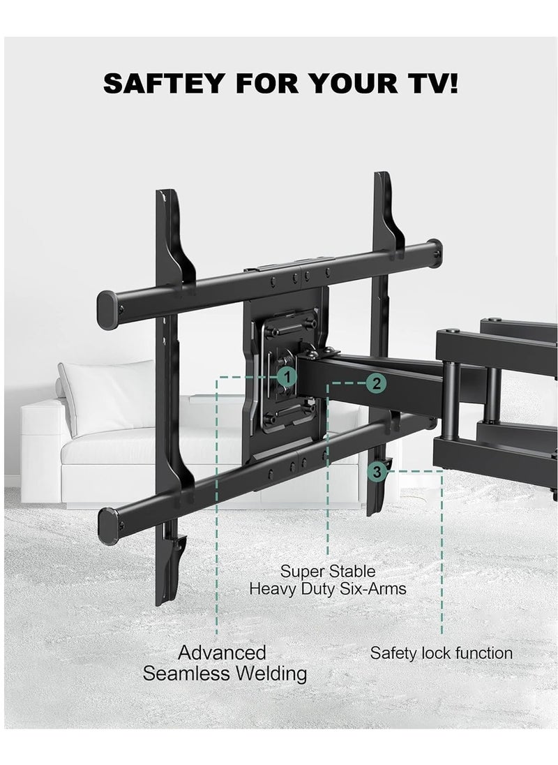 TIGER Full Motion TV Wall Mount, Articulating Swivel Extension Arm, Fits 37-75" TVs Up to 132lbs, Max VESA 600x400mm, Heavy Duty TV Mount for Home & Office – EBLF7  - Image 3