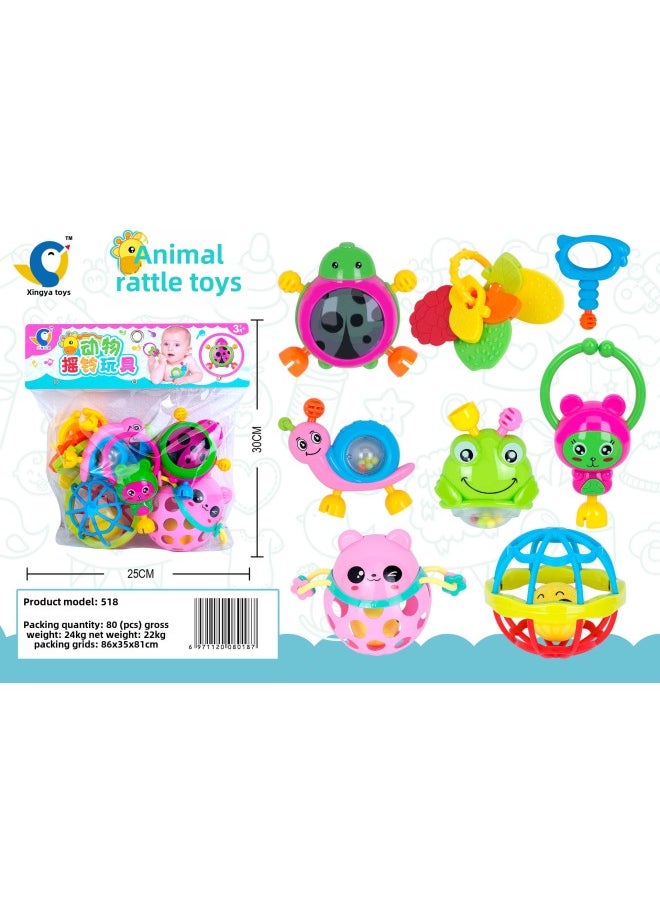 null - Baby Hand Rattle Toy Puzzle 0-6-12 Months Baby Molars Newborn Men And Women Rattle Set-Color:518 Rattles (80 Sets For Batch) - Image 1