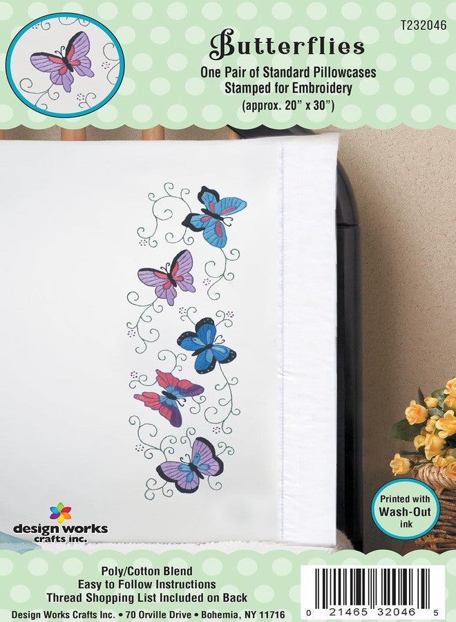 Tobin Butterflies Pillowcases Stamped for Embroidery - Image 2