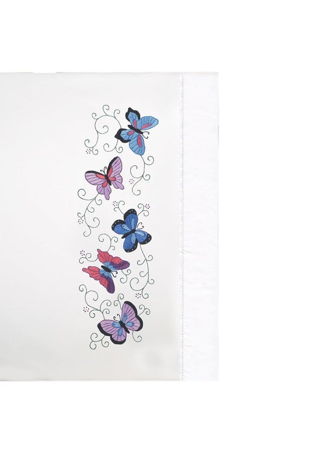 Tobin Butterflies Pillowcases Stamped for Embroidery - Image 1