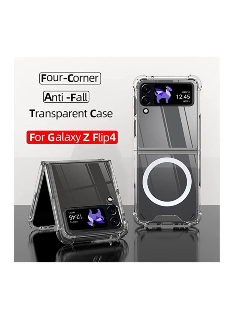 Magnetic Clear Case Compatible for Samsung Galaxy Z Flip 4 5G Compatible with Mag-safe Card Wallet and Wireless Charger Clear Shockproof and Drop-Proof Case  - Image 2