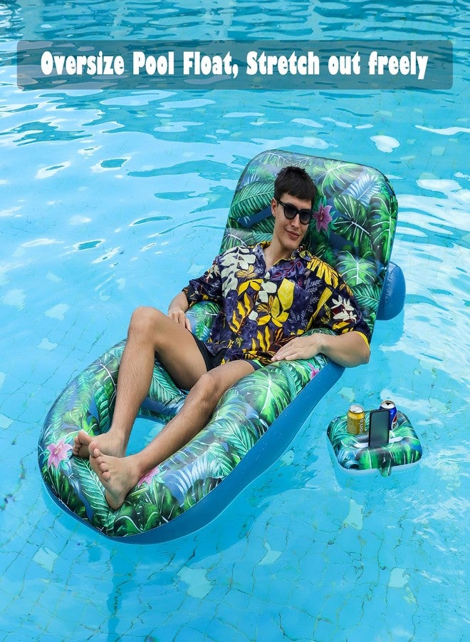 FindUWill Pool Floats Adult - Inflatable Large Pool Float Chair with Cup Holder, Floating Pool Chair Raft, Heavy Duty Float Pool Accessories Decor Floaties for Lake, Pool, Beach(Green) - Image 2