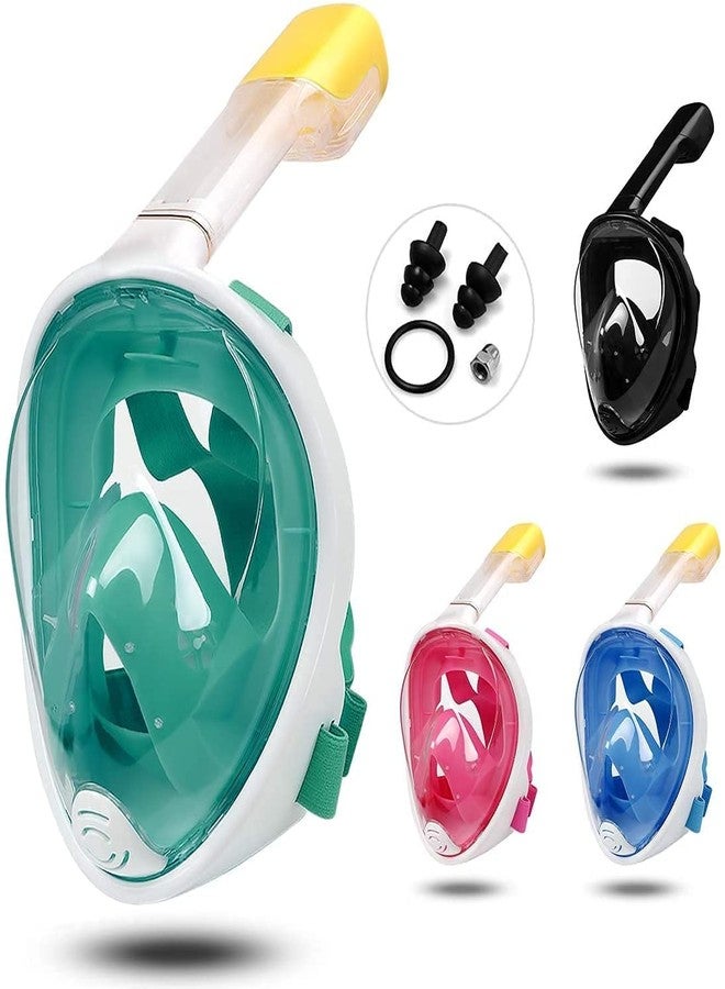 Olpad قناع غطس Olpad، قناع غطس كامل الوجه للغواصين، طقم غطس، نظام علوي جاف، رؤية بانورامية 180 درجة، تنفس آمن، مضاد للتسرب ومضاد للضباب، قناع غطس للبالغين والأطفال (أخضر [صغير/متوسط]) - Image 3