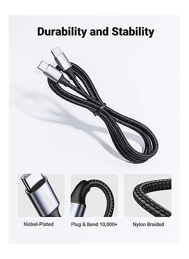 Generic - كابل USB C لهاتف iPhone 15 Pro Max، كابل USB-C إلى USB-C 2.0 مضفر من النايلون متوافق مع iPad mini/Pro/New MacBook، Galaxy S21+، S21Ultra، Huawei P30 P20، Xiaomi 11Ultra، إلخ-（Ugreen-2M） - Image 1