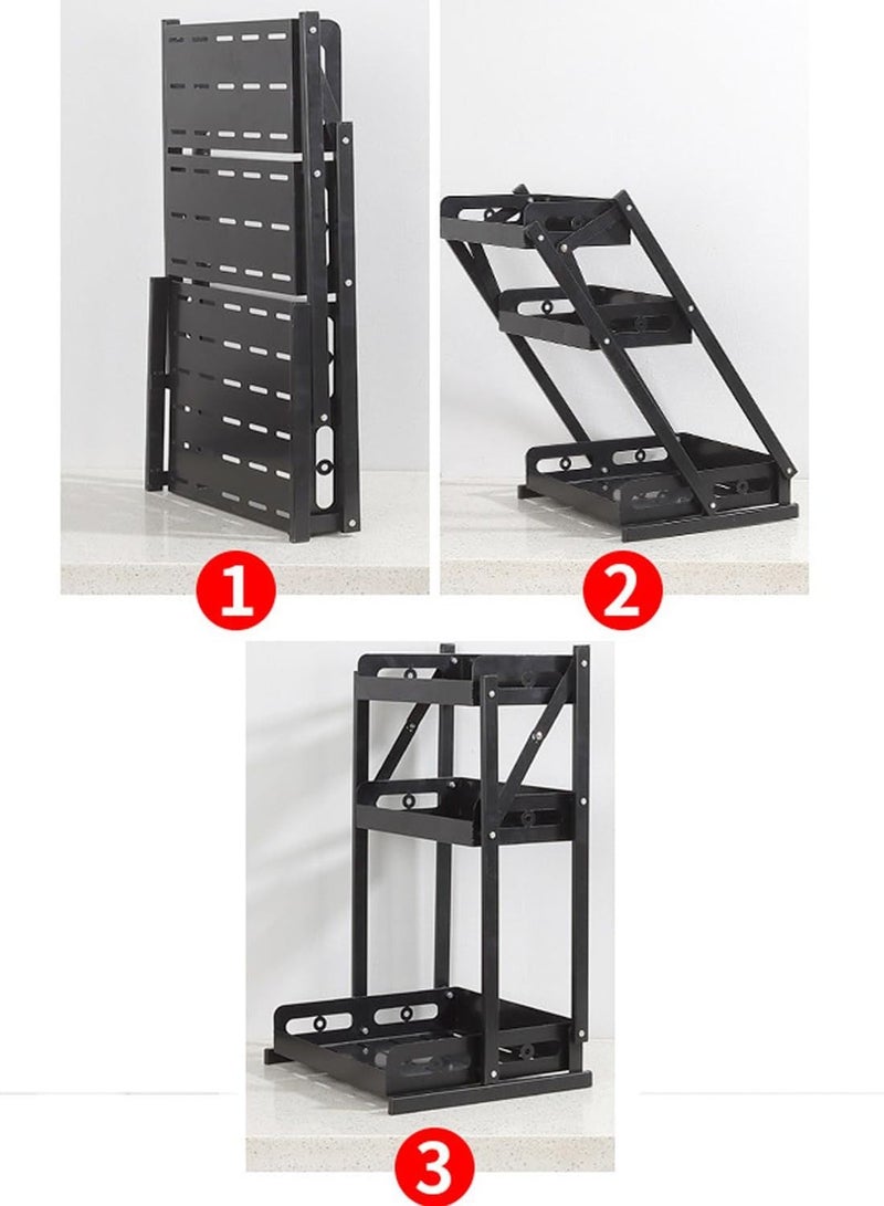 تايكوم منظم رف التوابل للكونترتوب والخزانة ، حامل تخزين برطمانات الجرف الدائمة ، منظم أرفف التوابل القابل للطي لتخزين المطبخ ، طبقتان أبيض. - Image 5